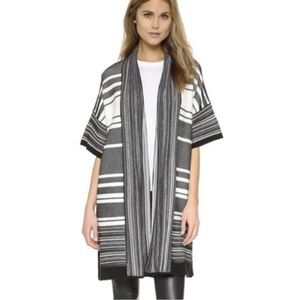 Vince Sweater Stripe Cotton Open Front Long Cardigan